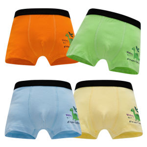 Kids High Quality 4 in 1 Cotton Boxer Underwear Briefs Printed Underwear Boxers for Kids Boys 3-11 Years Old