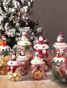 ( HOẢ TỐC ) Lọ thuỷ tinh hũ thuỷ tinh đựng bánh kẹo mứt socola decor Noel quà tặng Giáng sinh-Chihirostore.decor