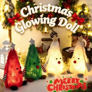 Glowing Christmas Tree Plush Doll  LED Light Up Xmas Gnome Elf Decor for Home Party & Kids Gift