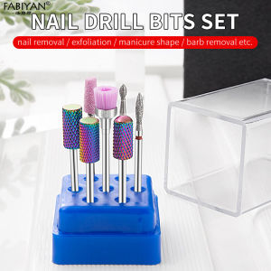 7Pcs Rainbow Emery Tungsten Steel Nail Drill Bits Set Manicure Machine Accessories Milling Cutter Electric Nail File With Box