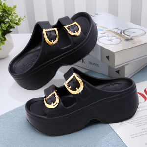 CRAYONFRIENDS Sandal Wanita Kekinian Tinggi Sandal Fuji Wanita Wedges Korea Strap Dua Sandal Jelly Wanita EVA Rubber Ringan Nonslip