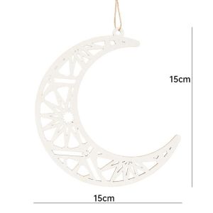 Eid Mubarak Wooden Hanging Signs Ramadan Kareem Hollow Hanging Ornaments Moon Star Shaped Tree Pendant Islamic Muslim Home Decor