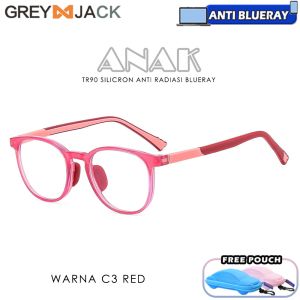 Grey Jack Kacamata Anak Anti Radiasi Blueray Model Semi Kotak Ringan dan Lentur Anak Laki laki Perempuan 5233