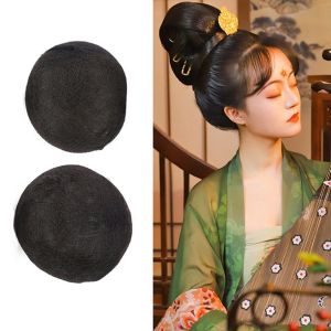 HEALMEYOU DIY Photography High quality Girls Princess Hairpiece Traditional Fake Hair Vintage Headwear Ancient Retro Hair Chignon Hanfu Hair Pads Fairy Wig Bag Cosplay Wig