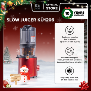 KU Küchen Slow Juicer - 10 - Maximum Juice Extraction - 5-Year Motor Warranty - KU1206