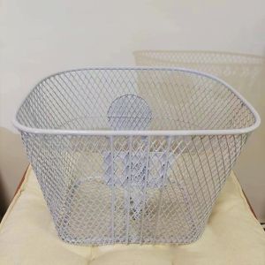 CLARO 31.523.523cm Bike Front Basket White Iron Handlebar Shopping Storage Basket  Vegetable Basket