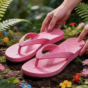 [Free Shipping] CoupleS Flip-Flops For Women New Summer Fashion Beach Shoes Striped EVA Lightweight Seaside Sandals