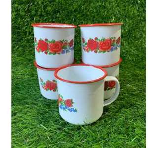 Gelas Minum Cangkir Jadul Bunga Enamel Seng Kuat Gelas Kopi Teh Angkringan Vintage Tebal Besi Anti Karat Murah Tahan Lama Bisa COD