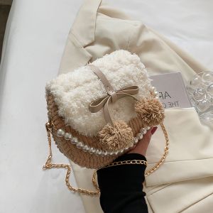 Túi len tự đan túi đeo chéo mini thắt nơ da xinh xắn dễ thương - Bộ phụ kiện đầy đủ LX803