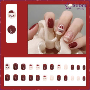 Suomi 24PCS Fake Nails Set With Glue French Nail Art False Finger Nail Fake