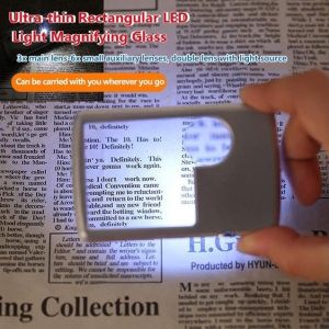 🔍 High-Definition Magnifying Glass Lens/Illuminated Reading Magnifier/Lamp Lens/Soft Lampshade/Adjustable Brightness/Portable Card Magnifier/For Reading/Application Range/Ultra-thin Rectangle LED Magnifier