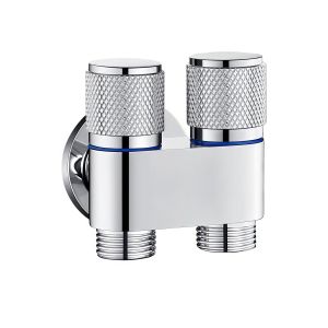 1/2" Angle Valve 2 Ways SUS Faucet 1 In 2 Out Double Switches Control For Washing Machine Toilet