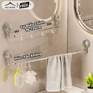 Giá Treo Khăn Nhà Tắm Cốc Hút Góc Tường Xoay 180 Độ Đa Năng Kèm Móc Tăng Giảm Chiều Dài MEHOM- KNT04