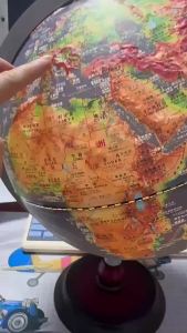 20/25/30cm 3D Raised Relief World Globe LED Light HD Printed Student Teaching Desk Lamp Globe Wooden Terrestrial Globe Crafts
