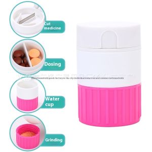 ยา KUNOISE เครื่องมือสำหรับบด/ตัด/ลับคมอิเล็กทรอนิกส์ถ้วยน้ำกล่องยาผงบดสี่ในหนึ่งกล่องยาครัวเรือนกล่องยาแบบพกพากล่องยา