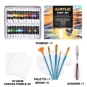 Hightune cat akrilik Acrylic Paint Set Cat Akrilik Set 12/24 Warna 10ml/12ml Lukis Kanvas