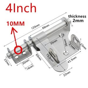 Thickened Solid 304 stainless steel door left and right heavy-duty latchhousehold padlock door Security bolt Tahan lama