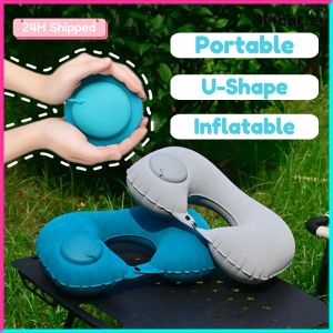 【24H COD】Portable Outdoor Emergency U-Shape Pillow Inflatable Press Type Pillows