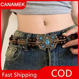 【CANAMEK】 Phong Cách Bohemian bướm Nước Kim Cương Dệt Phong cách dân tộc hạt gỗ của phụ nữ vành đai giản dị kỳ nghỉ phong cách eo dây
