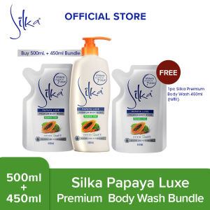 Silka Premium Body Wash Papaya Luxe 500mL Free 450ml