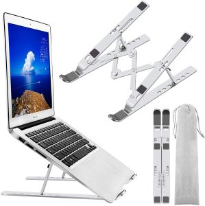 Laptop Stand Foldable 7 Steps 9-17.3 Inch Notebook Computer Tablet Adjustable Aluminium Alloy Portable Outdoor Cooling Bracket Ergonomic For IPad Air Mac Book Lenovo Huawei Samsung Xiaomi ASUS Acer HP Computer Holder laptop Accessories Accesorries Compute