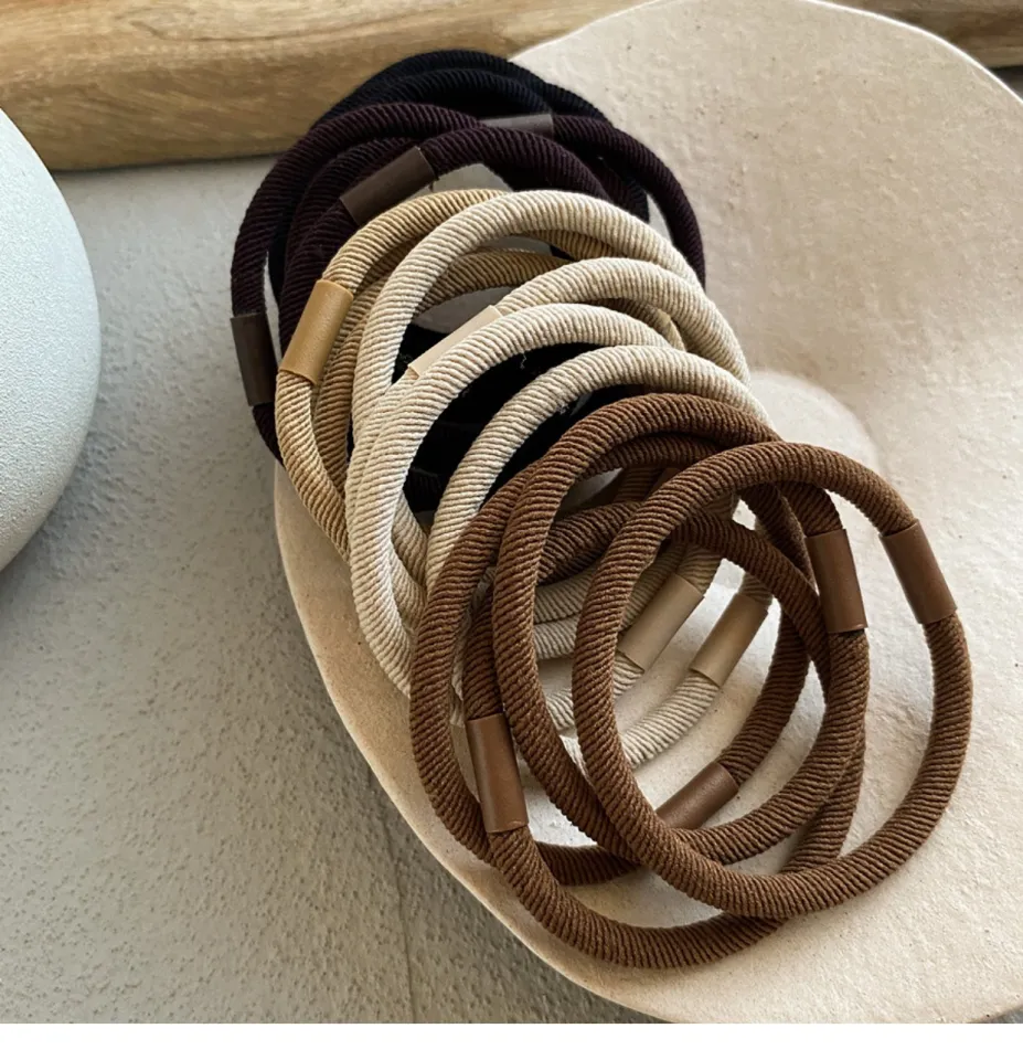 Minimalist Basic Hair Ties ~ Korean All-Match Black Ponytail Rubber Band  Brown Hair Tie Hair Rope High Elastic Hard to Use