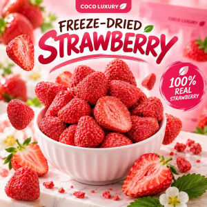 [ BUY 1 GET 1 ] Freeze-Dried Strawberry 100g | Real Strawberry Fruit Snack | Crispy Fruity Dried Strawber