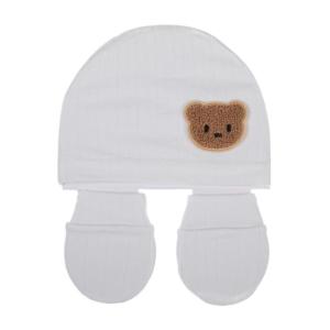 Skin Friendly Newborns Mittens & Matching Pullover Hat Baby Turban Caps Cotton Comfortable Gloves for First Months