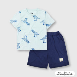 [Bộ thun BT cộc tay 03 311] Bộ cộc tay cho bé trai Bigfox Miss Meow mùa hè vải cotton in khủng long size đại kiểu Hàn cỡ trẻ em 3911 tuổi 25kg 40kg