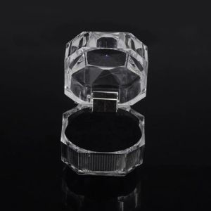 Kotak Cincin Mika Cristal Transparan Jewerly Ring Box / Wadah Kotak Perhiasan Emas Cincin Anting Busa Tebal / Tempat Penyimpanan Emas Kristal Bentuk Unik / Box Perhiasan Mika Kristal Akrilik Untuk Lamaran Pernikahan - GP Mall