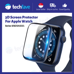 [SG]TechFave Apple Watch 3D Full Cover PMMA Screen Protector - Curved Fit For Series 7/SE/6/5/4/3/2/1 - 45mm/44mm/42mm/40mm/38mm - Easy Installation Tools - Bubble-Free - Protective Film