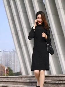 Gown For Ninang Wedding Civil Wedding Dress Formal Dress Elegant Black Dress New Womens Clothing Spring and Autumn Long Sleeve Flying Sleeve French Dress㏇X0412