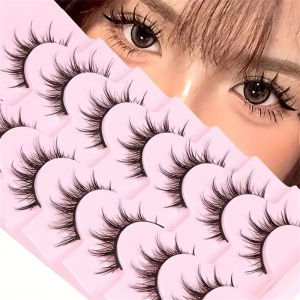 7 Pairs Of Manga Lashes - Natural Look 3D Volume Wispy Fluffy Spiked Anime And Cosplay Lashes