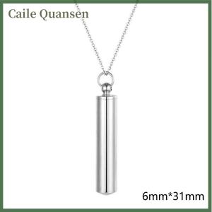 Caile Stainless Steel Bottle Cremation jewelry Cylinder Tube Ash Urn Pendant Necklace