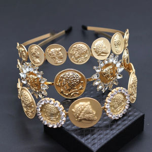 DKIEWQ Temperament Fashion Girls Women Alloy Korea Head Portrait Headband Diamond Hair Hoop Baroque Style Hair Accessories