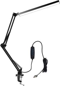 LED Folding Metal Desk Lamp Clip On Light Clamp Eye-caring 3 Lighting Modes for Home Office