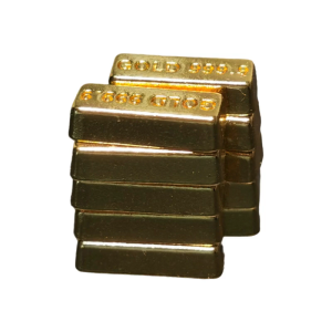 10 Metal Mini Gold Bar Decorations Elaborate Textured Design for Dollhouses Displays and Collections
