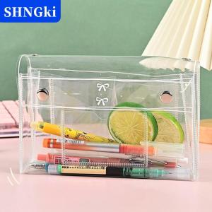 SHNGki Túi trang điểm trong suốt PVC 4 lớp tổ chức vệ sinh du lịch & Hộp Bút Chì đa năng cho sinh viên