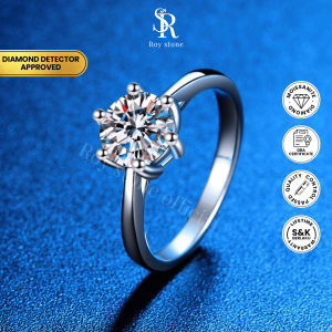 RoyStone - Cincin Wanita Moissanite Sertifikat GRA Original Lapis Emas - Shine Ring
