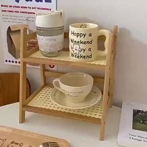[OKLIFE. SG]2-Tier Bamboo Kitchen Shelf Freestanding Countertop Organizer for Spices Snacks & Utensils