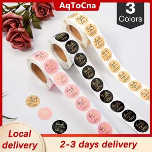 [COD] AqToCna Ship within 24 hours 500pcs Thank You Round Sticker Scrapbook Letter Handmade Stickers Seal Labels Stickers Wedding Gift Flower Decoration