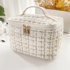 Tas Kosmetik Travel Tweed Organizer Make Up Kapasitas Besar Pouch Portable & Toilet Bag