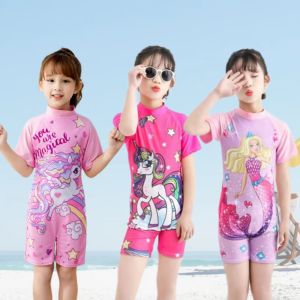 Swimsuit Kids Baby Dri-fit Rashguard Swimming Attire Costume 1pc Swimwear for 3-11Y Girls