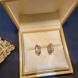 [fenggongshuode] 1Pair Light Luxury Zircon Earrings Korean Style Fashion Double Layer Earrings For Women Simple Temperament Ear Jewelry