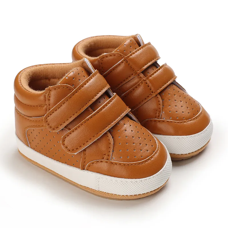 PU leather white baby shoes for boys year old First walkers