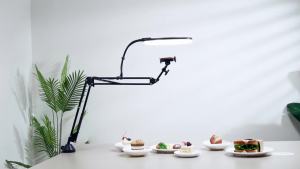 TONOR Overhead Ring Light Kit 10" Ringlight with Heayy Duty Boom Arm and Phone Holder Adjustable Angle Suitable for Video Recording Live Stream Drawing Makeup Nail