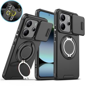 Funda For Xiaomi Redmi Note 14 4G Case Armor c Metal Ring Phone Cases For Redmy Note14 4G Camera Protect Shockproof Cover