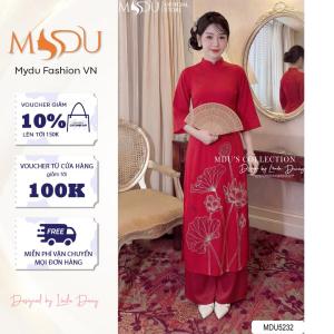 Set Áo Dài MDU5232 Chất Liệu Lụa Cao Cấp Cổ Áo Đứng Cùng Tay Lửng Rộng Duyên Dáng Từ MDU