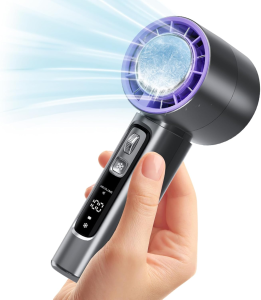 【Fast Local Stock】Portable Cooling Fan with Ice-Touch Plate 100-Level Wind Control 4000mAh Rechargeable Mini Fan Pocket-Size Strong Cold Air Digital Display for SG Weather