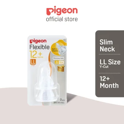 PIGEON Peristaltic Slim Neck Nipple - S/M/L/Y/LL (2 Pcs)